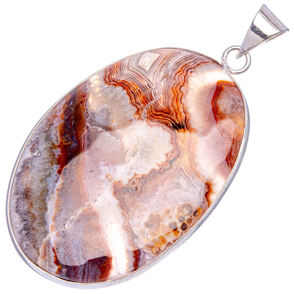 Laguna Lace Agate Pendant 2 3/8" (Silver Plated)