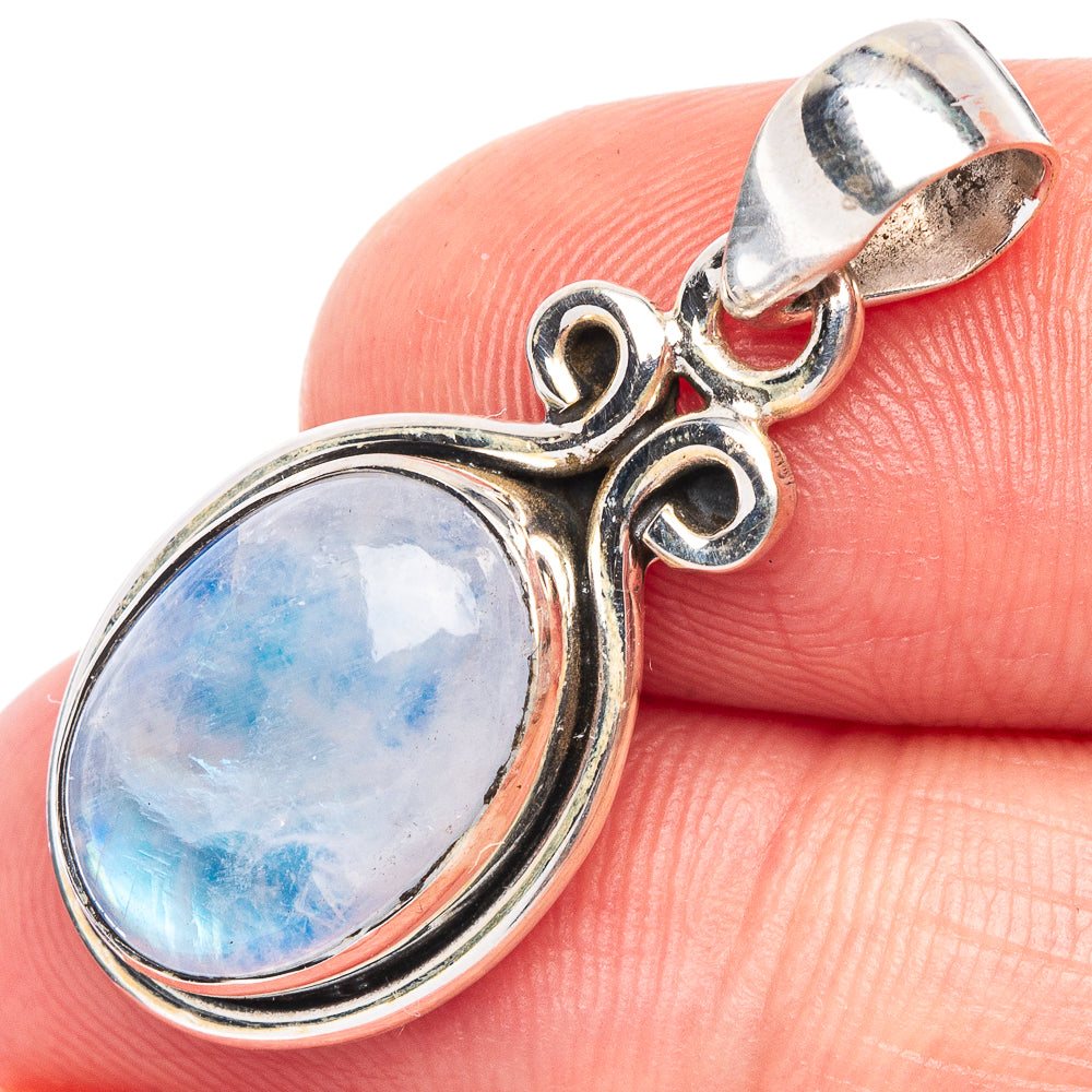 Rainbow Moonstone Pendant 1 1/4" (925 Sterling Silver) P44843