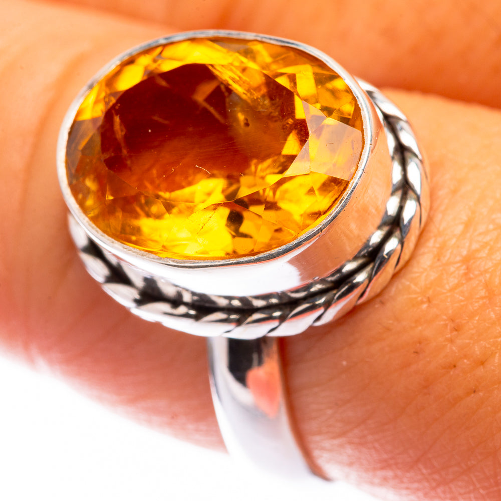 Faceted Citrine Ring Size 8 (925 Sterling Silver) R141086
