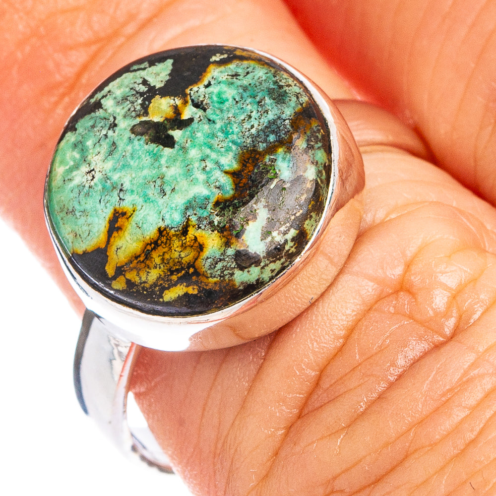 Hubei Spiderweb Turquoise Ring Size 7 (.925 Sterling Silver)