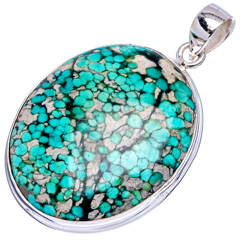 Premium Tibetan Turquoise Pendant 1 3/4" (.925 Sterling Silver)
