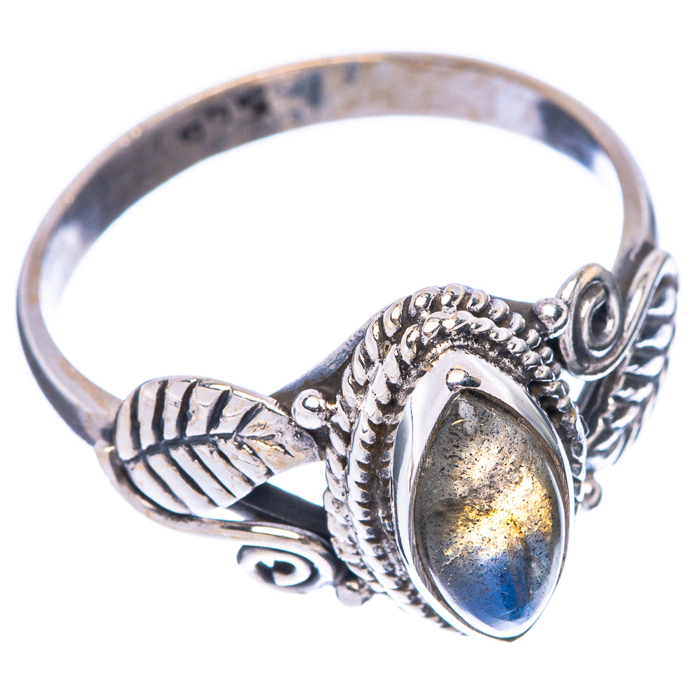 Labradorite Leaf 925 Sterling Silver Ring Size 7.75 (925 Sterling Silver) R5341