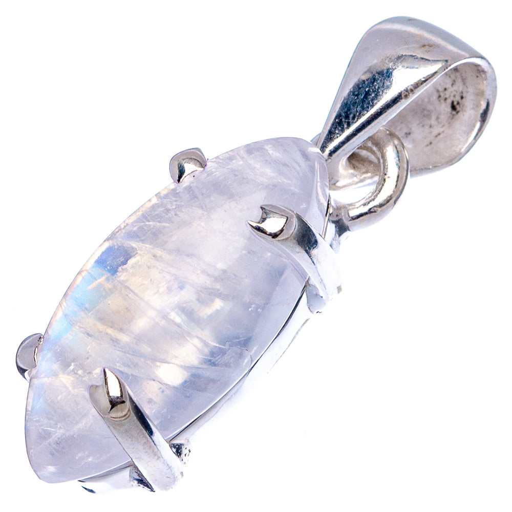 Rainbow Moonstone Dainty Pendant 1 1/8" (.925 Sterling Silver)