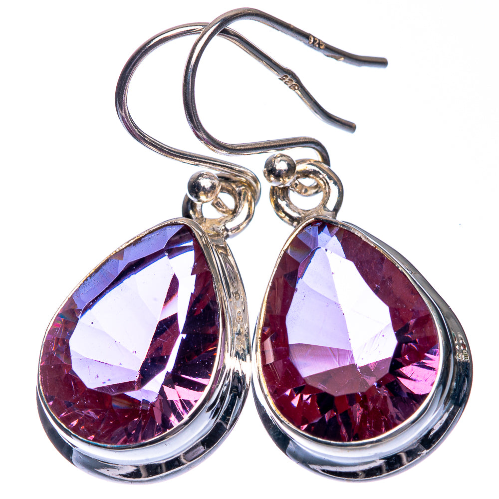 Faceted Color Change Alexandrite (Lab.) Earrings 1 1/4" (925 Sterling Silver) E432539