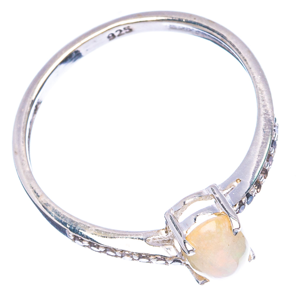 Value Ethiopian Opal, Cubic Zirconia Ring Size 8 (.925 Sterling Silver)
