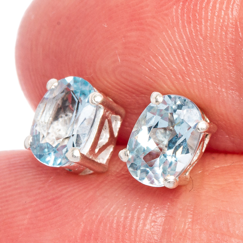 Blue Topaz EarDainty Rings 1/4" (925 Sterling Silver) E433508