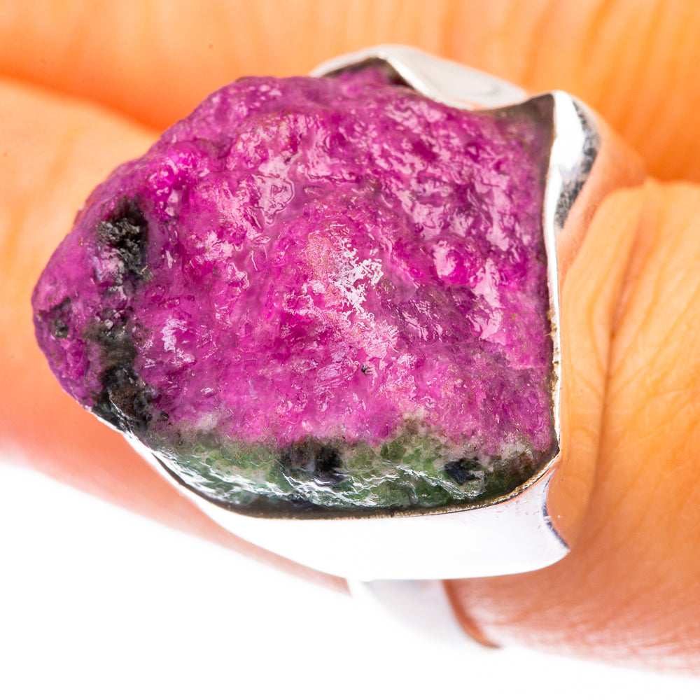 Large Raw Ruby Zoisite Ring Size 6.75 (925 Sterling Silver) R141600