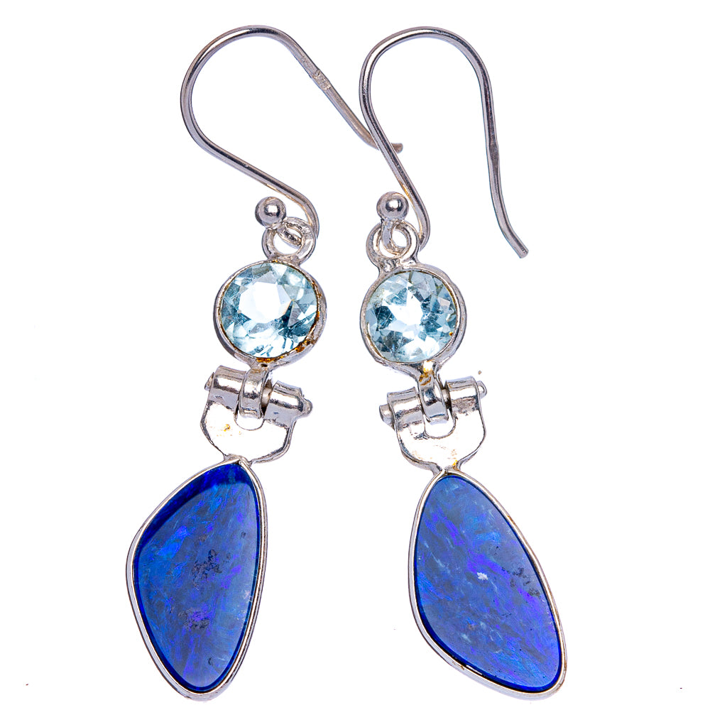 Lapis Lazuli, Blue Topaz Earrings 1 3/4" (925 Sterling Silver) E433211
