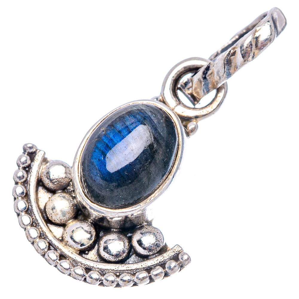 Dainty Labradorite Pendant 7/8" (.925 Sterling Silver)