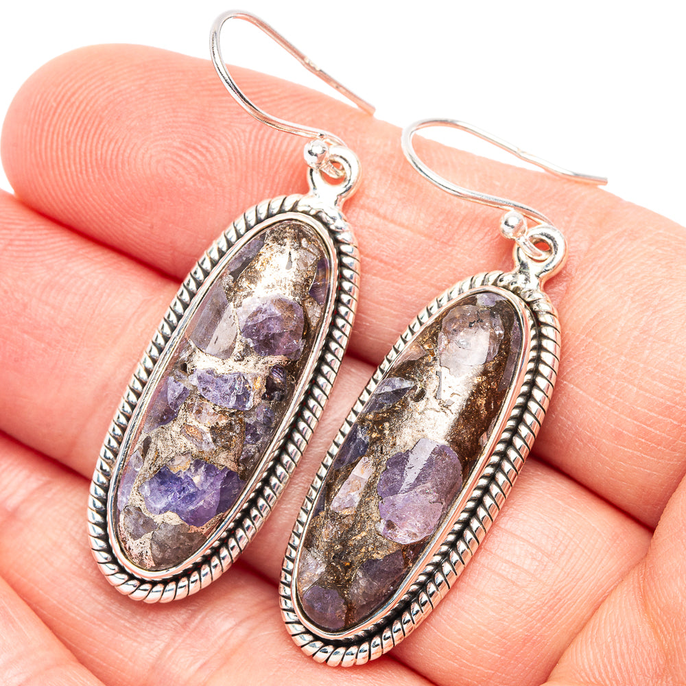Copper Tanzanite 925 Sterling Silver Earrings 1 3/4" (925 Sterling Silver) E2158