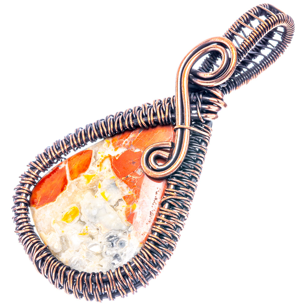 Red Jasper Wire Wrap Pendant 2 3/8" (Oxidized Copper)