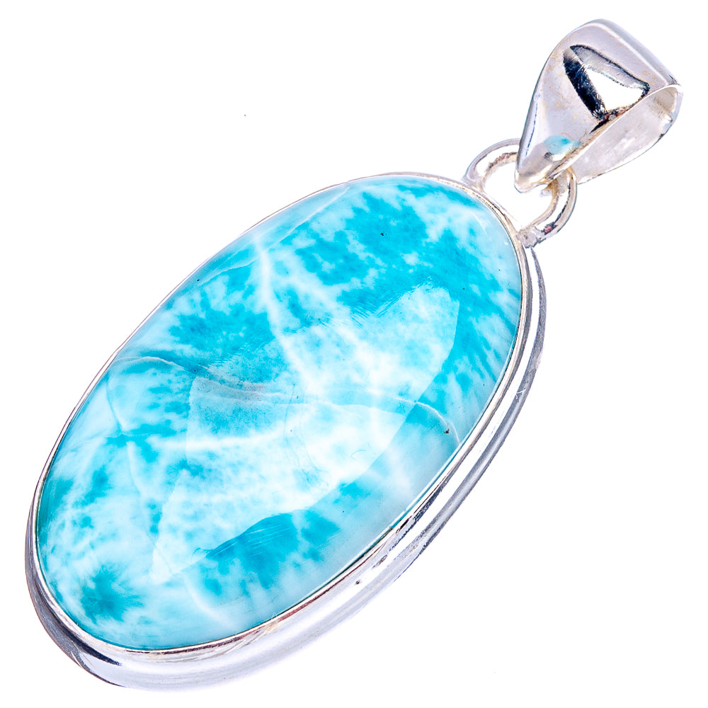 Rare Larimar Pendant 1 5/8" (.925 Sterling Silver)