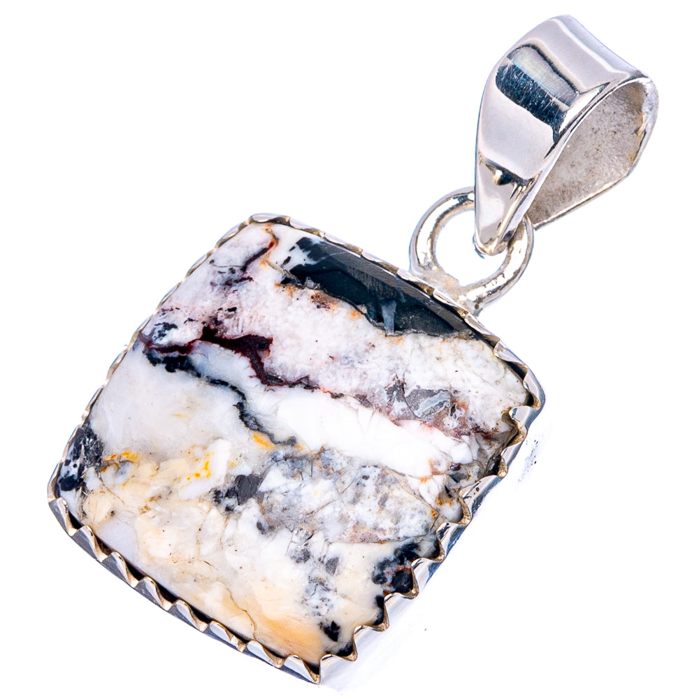 White Buffalo Turquoise Pendant 1 1/8" (.925 Sterling Silver)