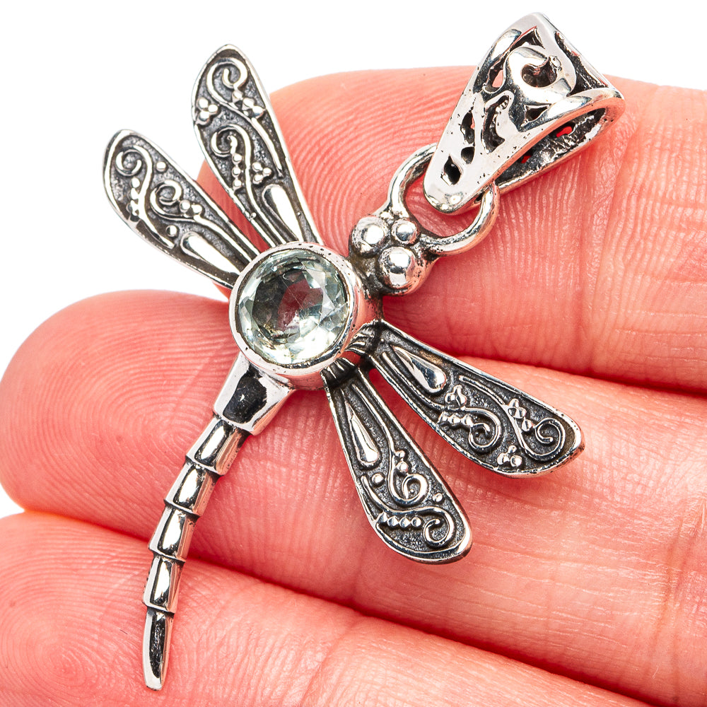 Blue Topaz Dragonfly Pendant 1 5/8" (925 Sterling Silver) P45483