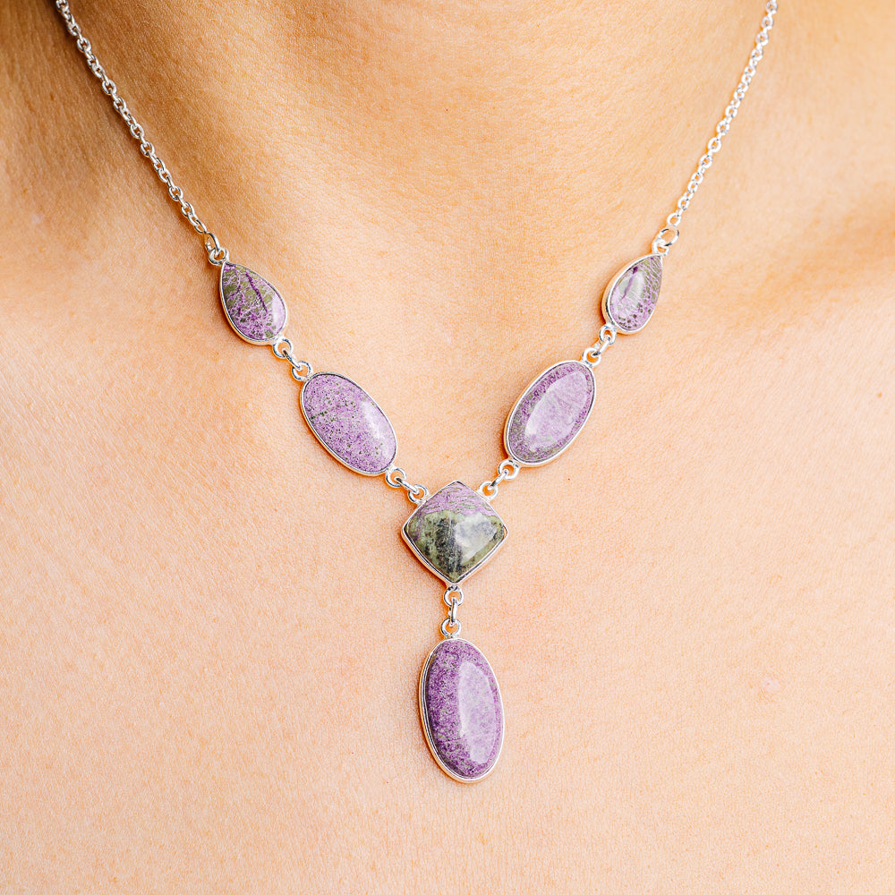 Stichtite Necklace 16 to 18" (.925 Sterling Silver)