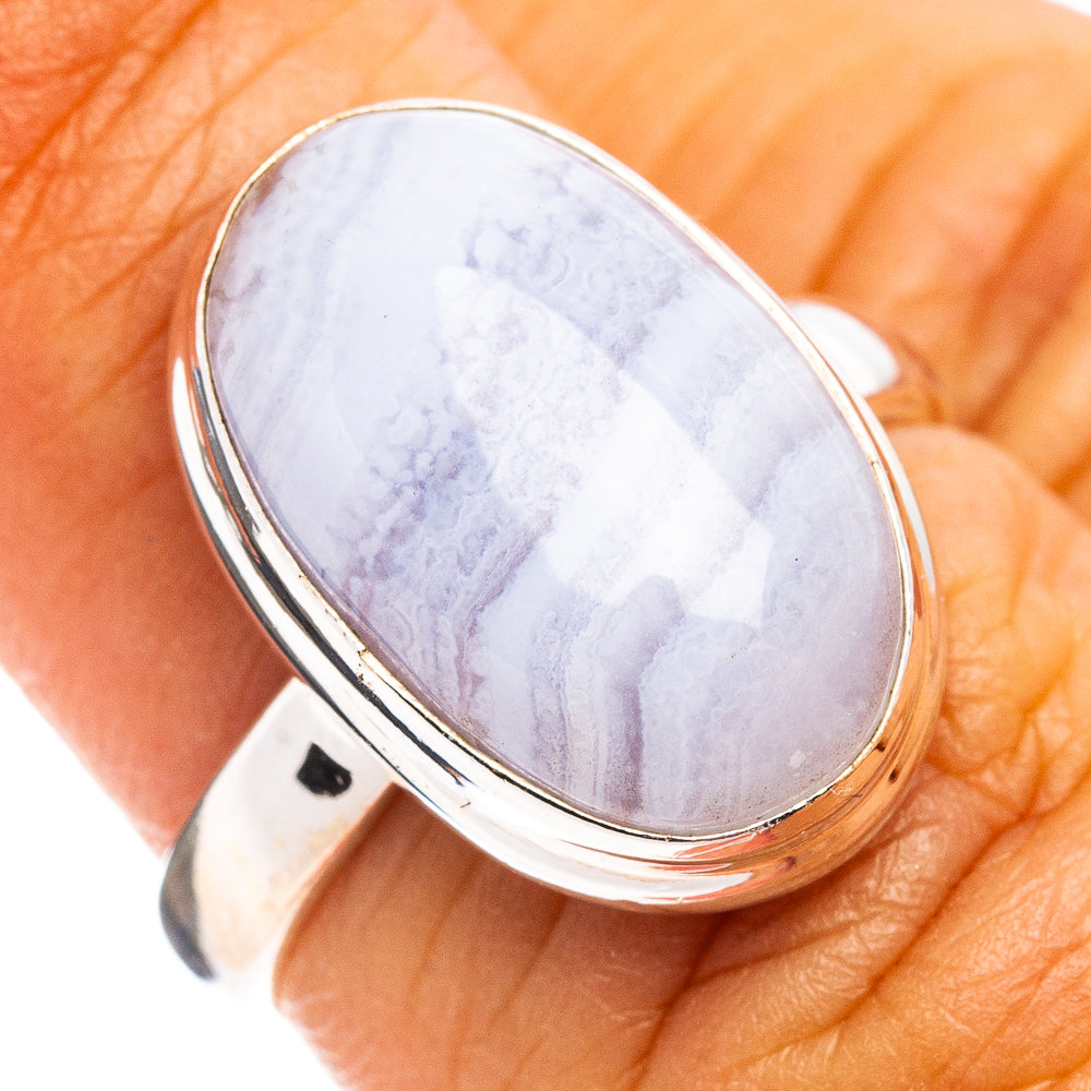 Blue Lace Agate Ring Size 6.5 (.925 Sterling Silver)