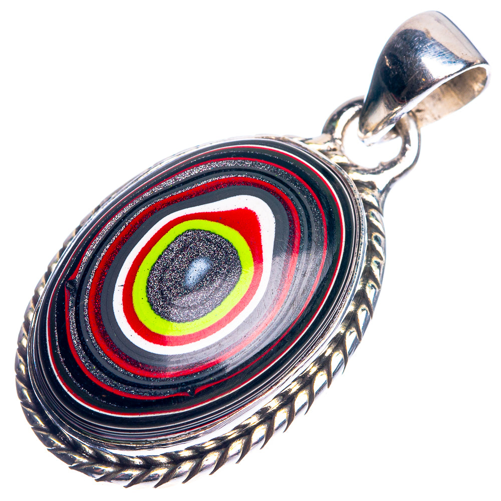 Fordite 925 Sterling Silver Pendant 1 3/8"