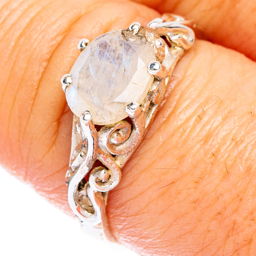 Rainbow Moonstone Dainty Ring Size 8.25 (925 Sterling Silver) R146933