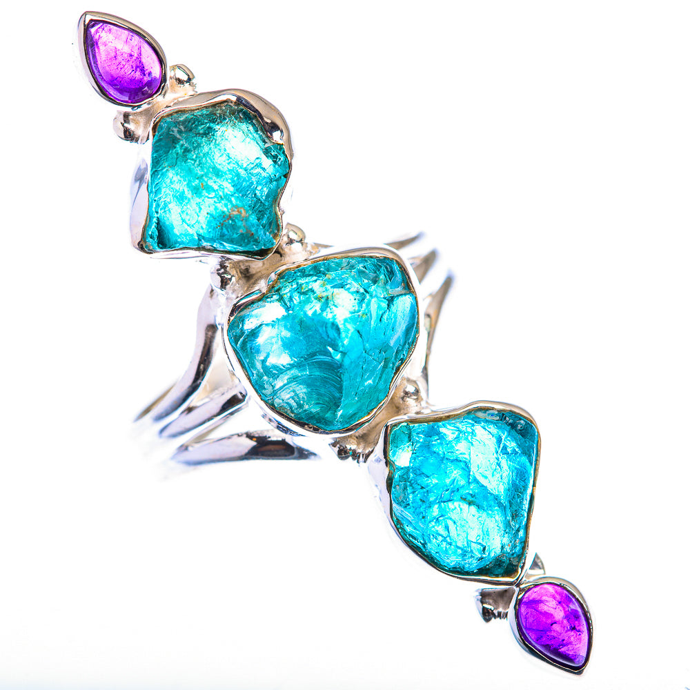 Large Raw Blue Fluorite, Amethyst Ring Size 10.75 (925 Sterling Silver) RING140020