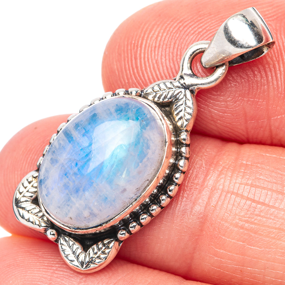 Rainbow Moonstone Pendant 1 1/4" (925 Sterling Silver) P42476