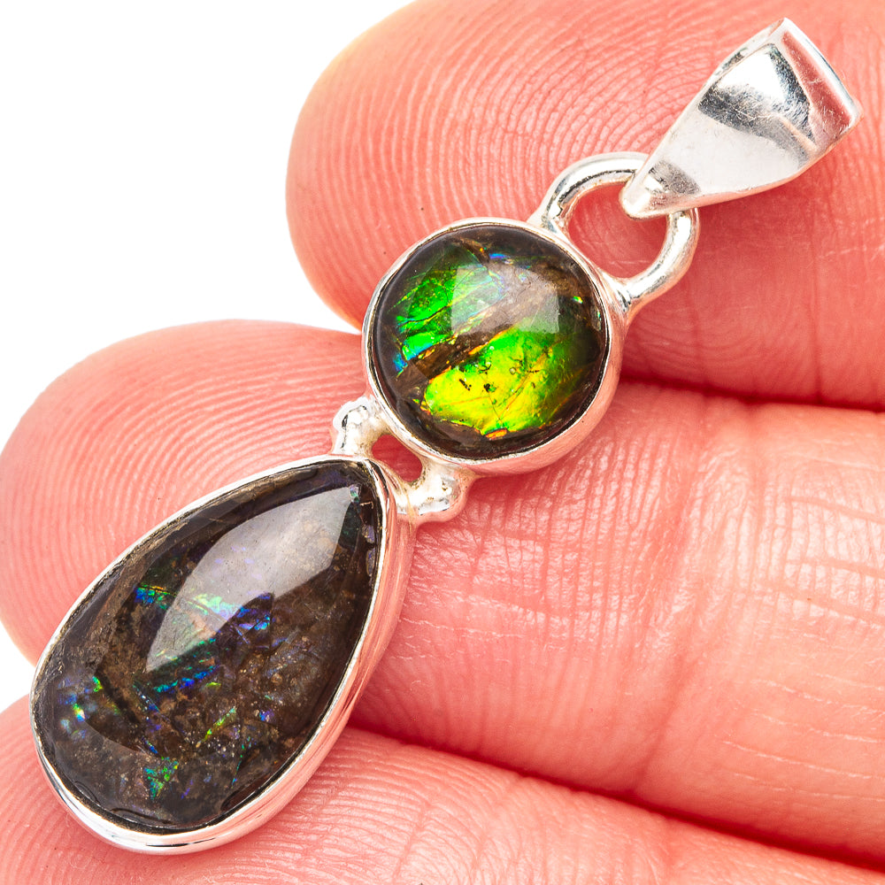 Rare Ammolite Pendant 1 3/8" (925 Sterling Silver) P44077