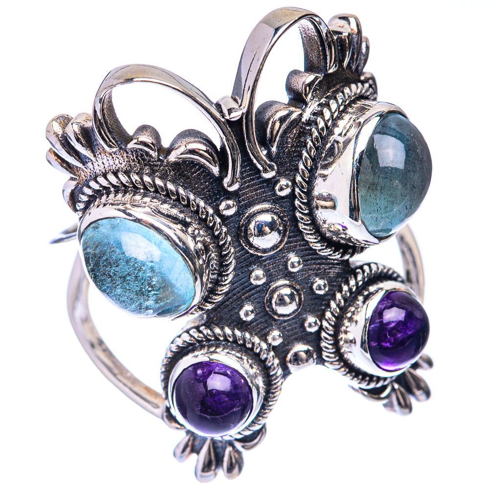 Large Aquamarine, Amethyst Ring Size 9.5 (925 Sterling Silver) R141636