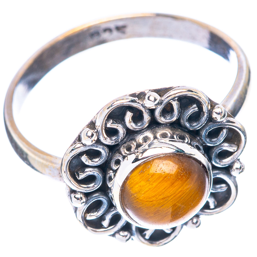Tiger Eye Ring Size 8 (925 Sterling Silver) R5637