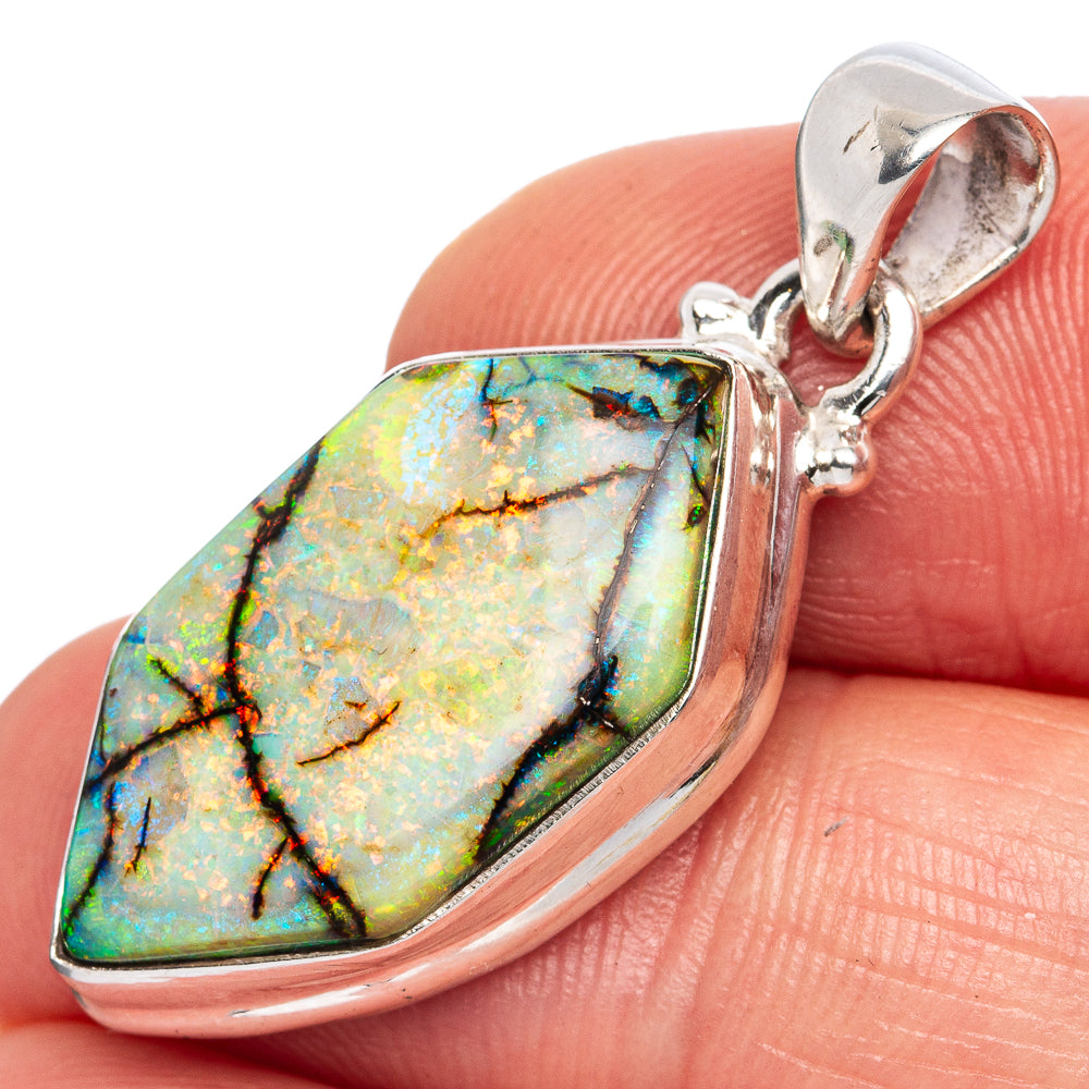 Rare Sterling Opal Pendant 1 3/8" (925 Sterling Silver) P42045