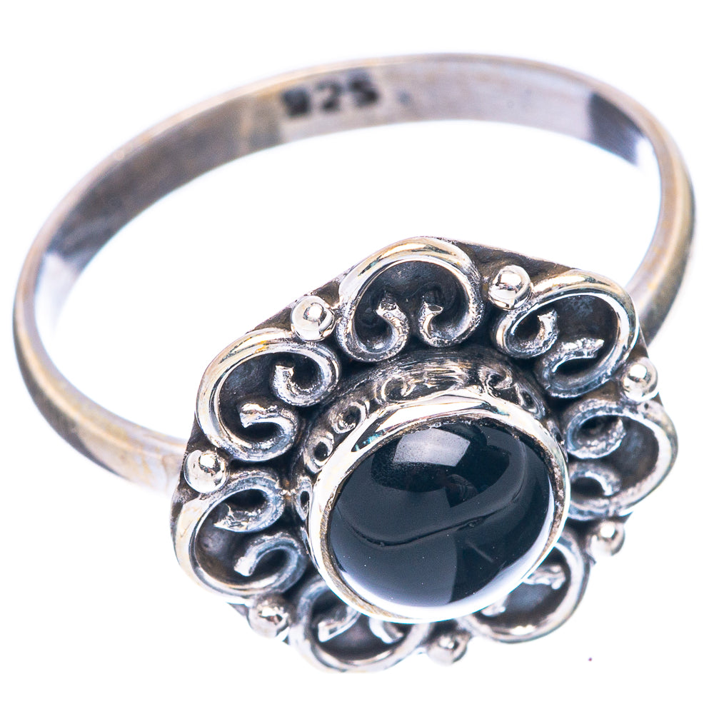 Black Onyx Ring Size 7.5 (925 Sterling Silver) R5642