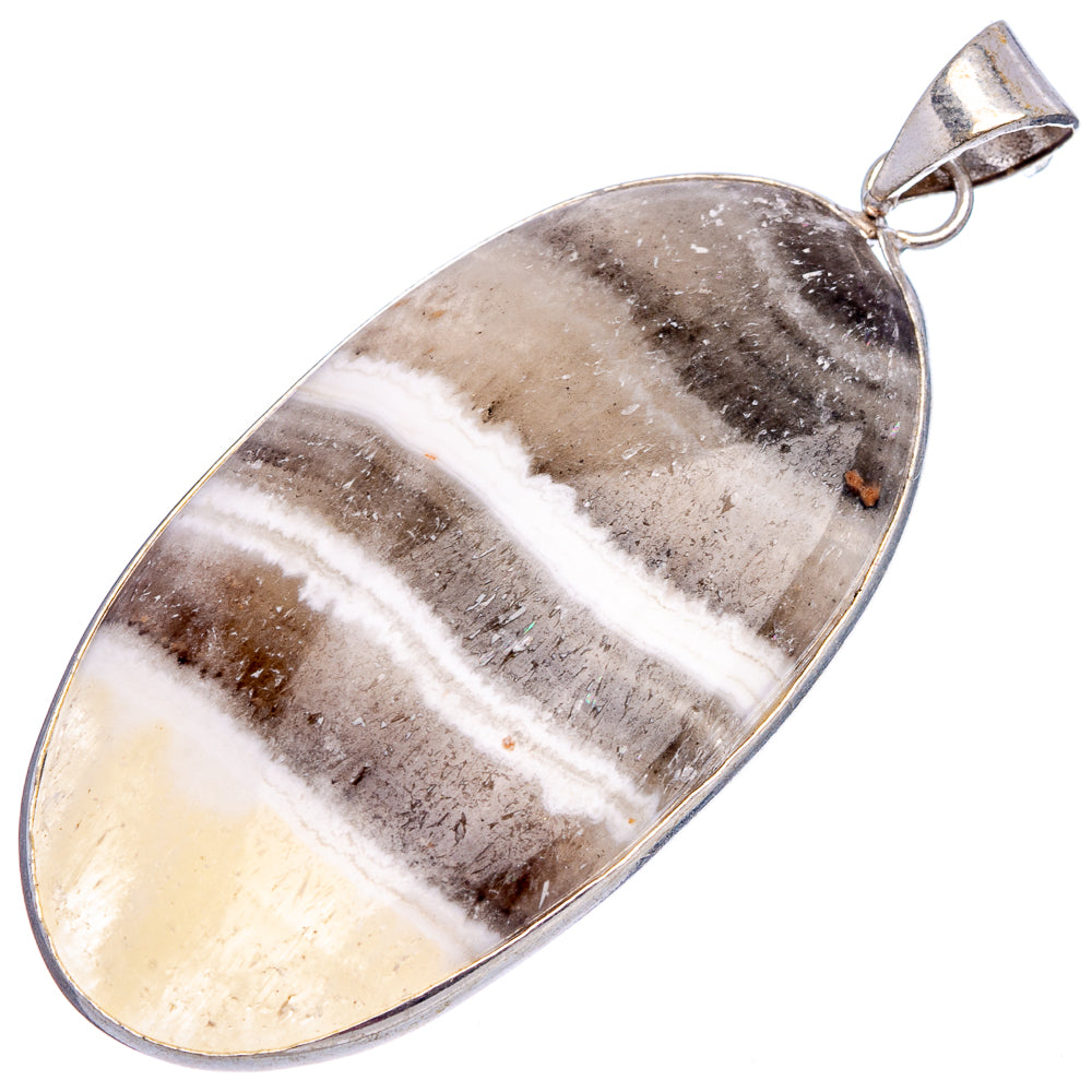 Zebra Calcite Pendant 2 3/8" (Silver Plated)