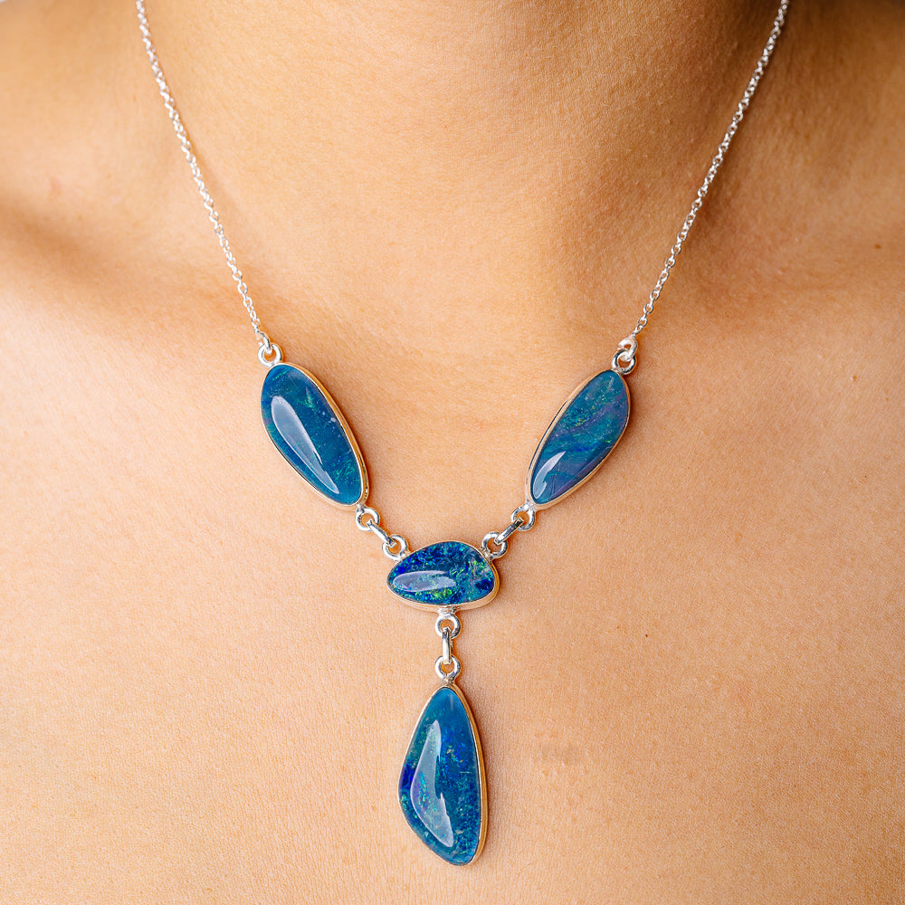 Triplet Opal Necklace 16.75" (925 Sterling Silver) N90251