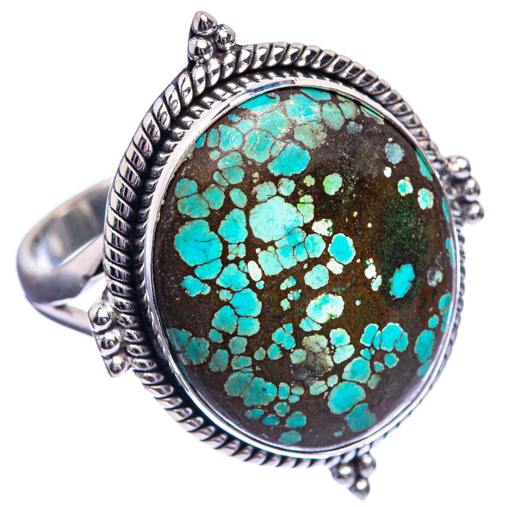 Large Tibetan Turquoise Ring Size 12.75 (925 Sterling Silver) R143152