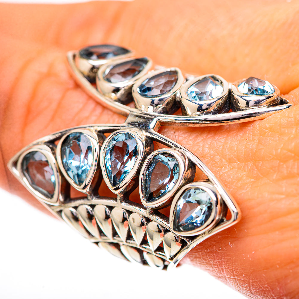 Large Blue Topaz Ring Size 9.5 (925 Sterling Silver) RING139833
