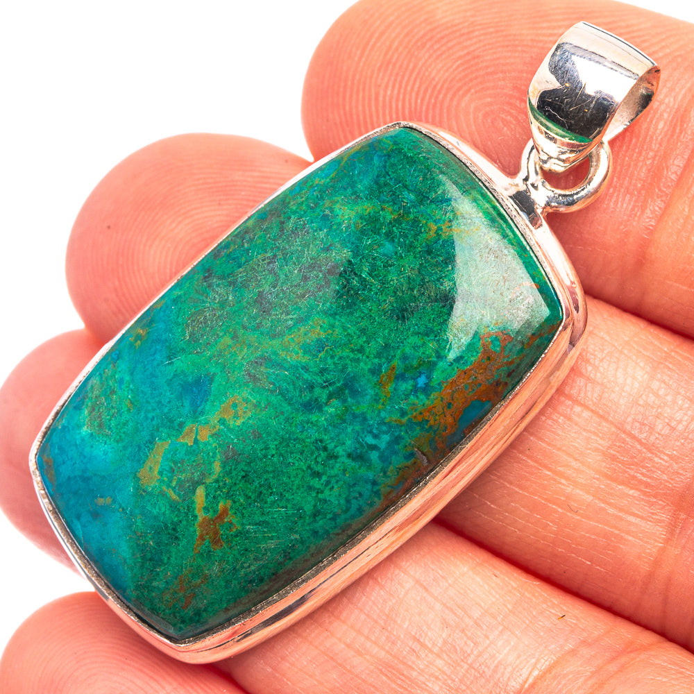 Chrysocolla Pendant 1 5/8" (925 Sterling Silver) P38951