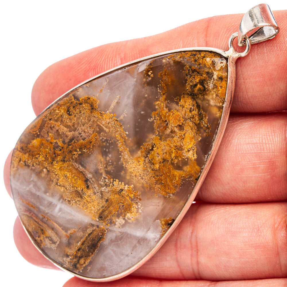 Tube Agate Pendant 2 5/8" (Silver Plated)