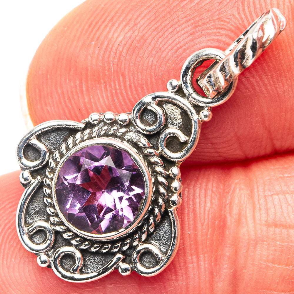 Amethyst Dainty Pendant 1 1/8" (.925 Sterling Silver)