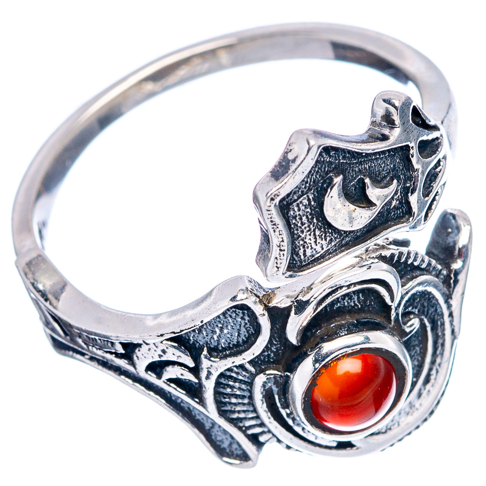 Carnelian Dainty Ring Size 6 Adjustable (.925 Sterling Silver)