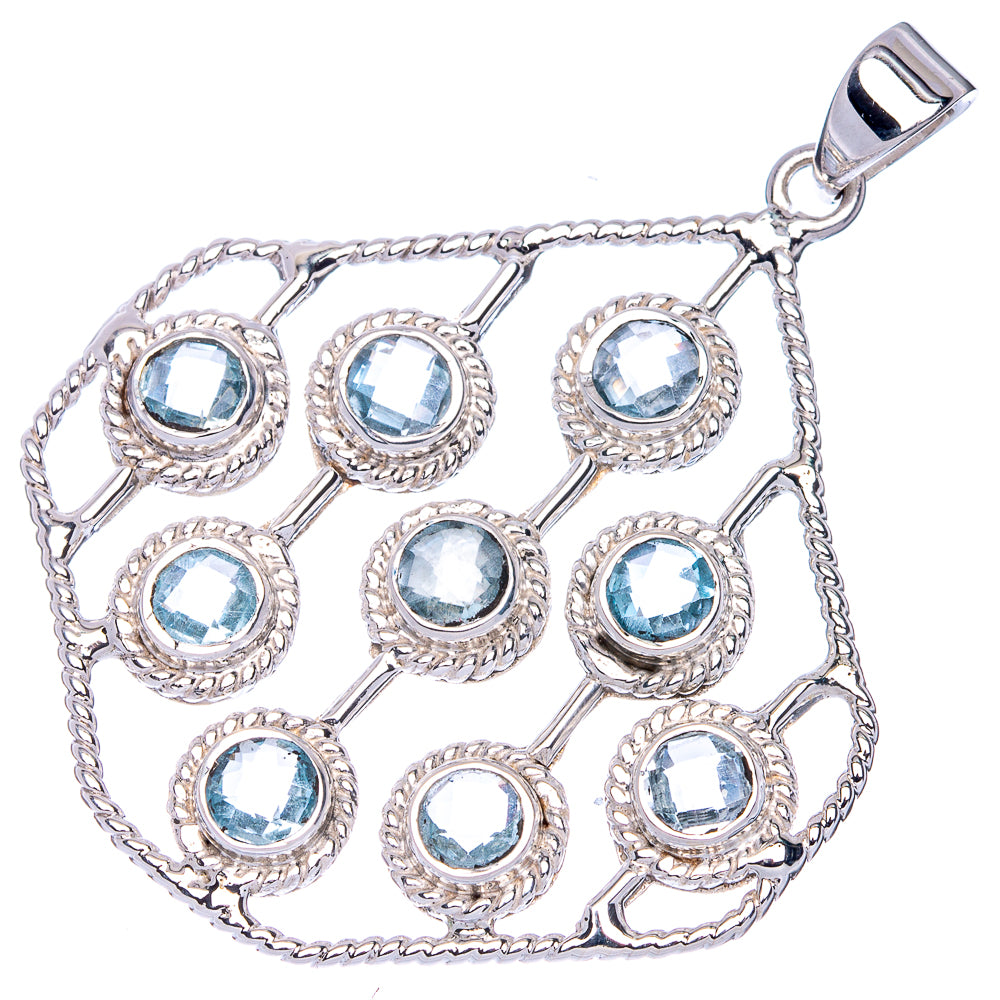Signature Blue Topaz Pendant 2" (925 Sterling Silver) P41817