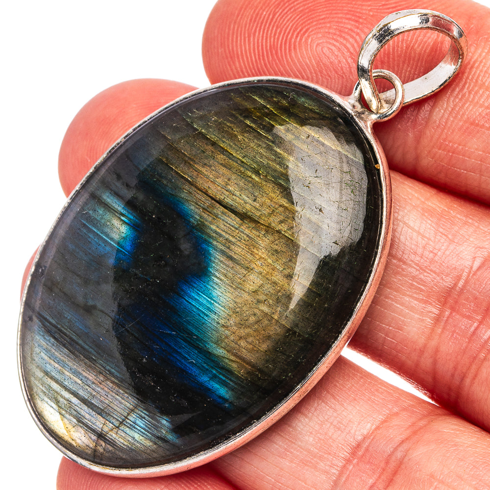 Labradorite Pendant 2" (Silver Plated)