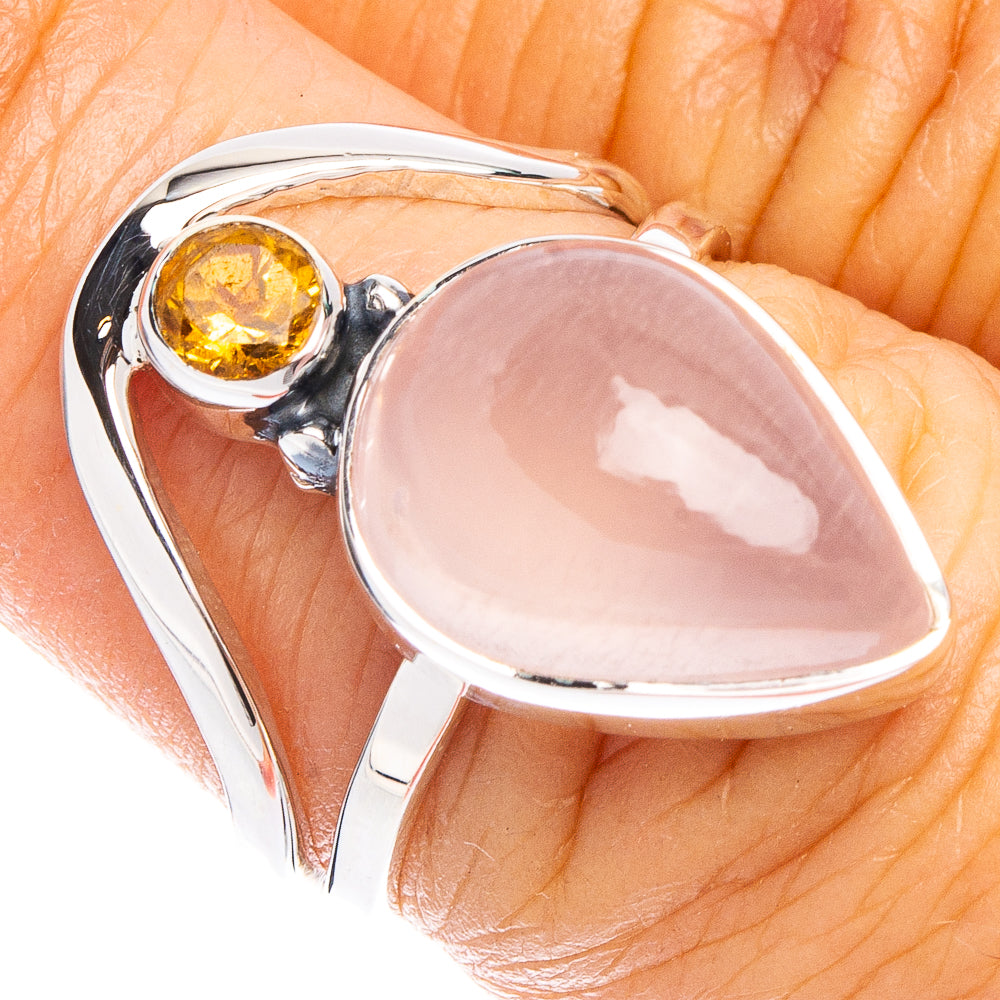 Rose Quartz, Citrine 925 Sterling Silver Premium Ring Size 6.75 (925 Sterling Silver) R6551