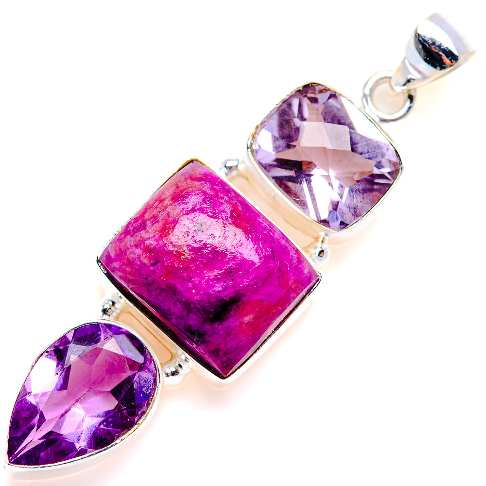 Ruby Fuchsite, Amethyst Pendant 2 1/4" (925 Sterling Silver) PD38267
