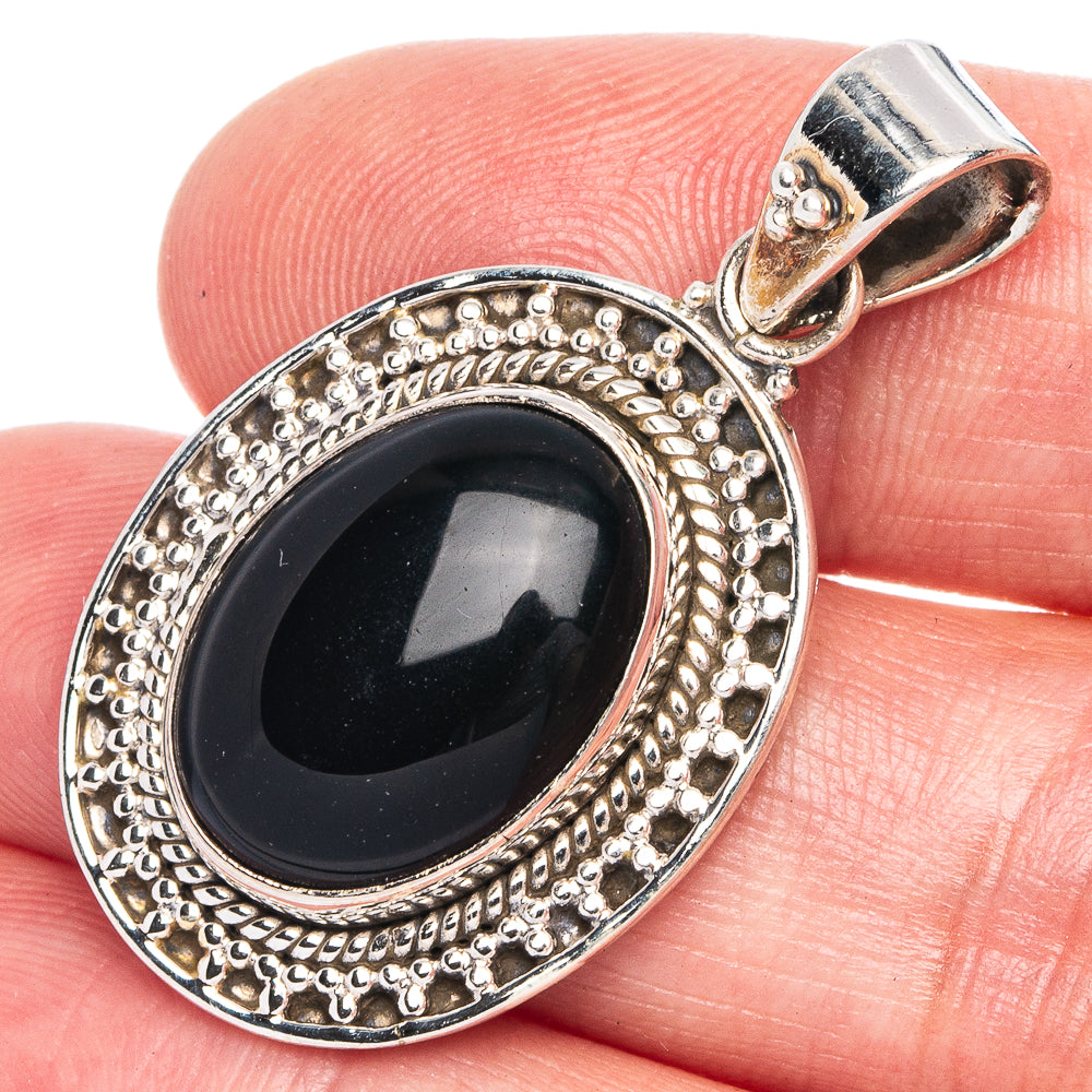 Black Onyx 1 1/2" Pendant (925 Sterling Silver) P40010