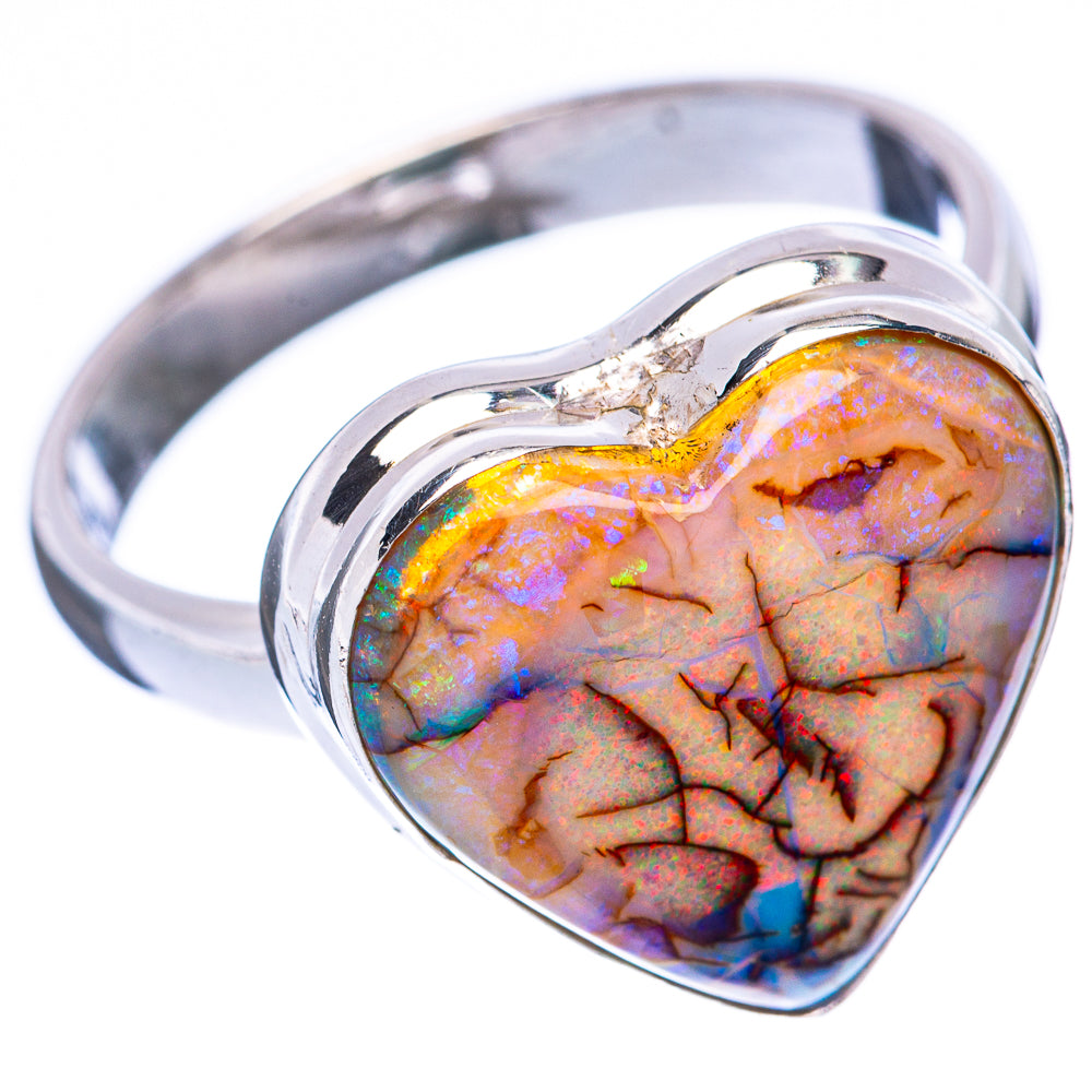Rare Sterling Opal Heart Ring Size 9 (925 Sterling Silver) R2191