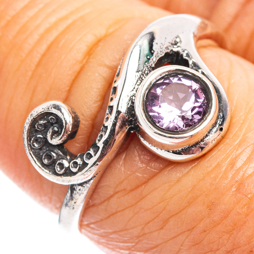 Amethyst Wave Dainty Ring Size 7.75 (.925 Sterling Silver)