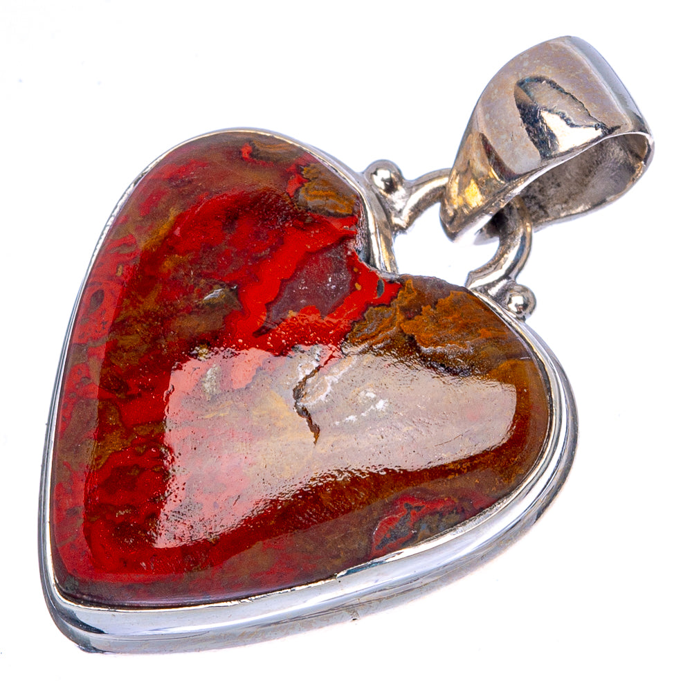 Moroccan Agate Heart Pendant 1 1/8" (925 Sterling Silver) P40215