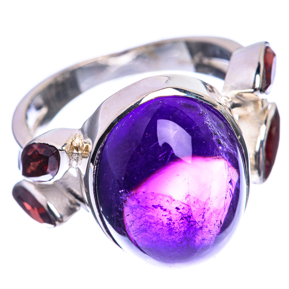 Amethyst, Garnet 925 Sterling Silver Ring Size 7