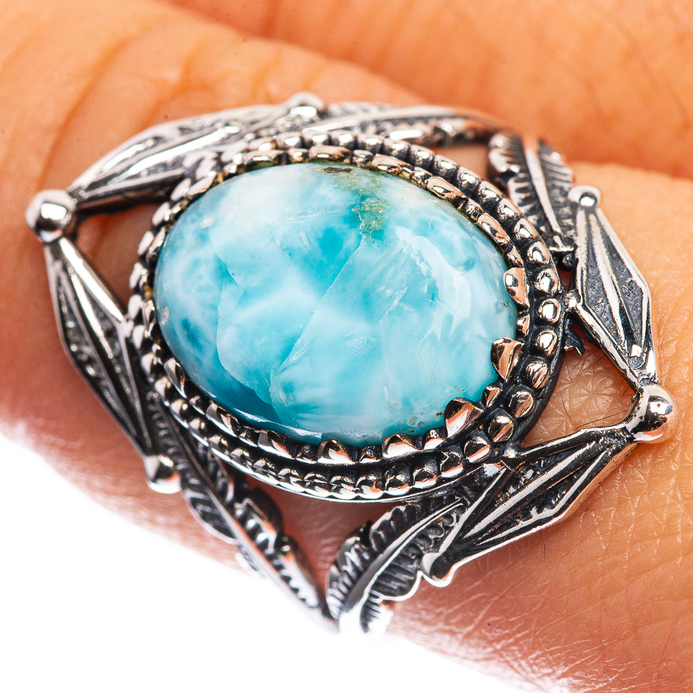Larimar 925 Sterling Silver Ring Size 8.25