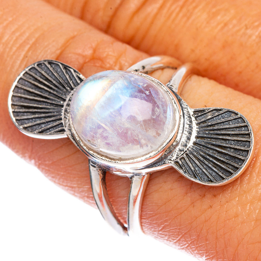 Rainbow Moonstone Ring Size 8.75 (925 Sterling Silver) R1064