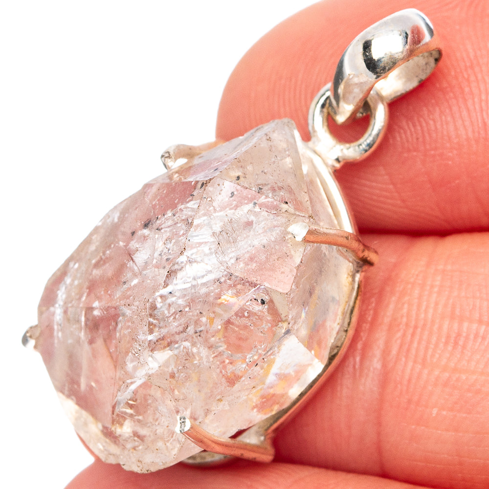 Raw Herkimer Diamond Pendant 1 1/4" (.925 Sterling Silver)
