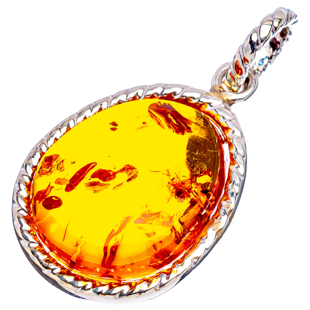 Baltic Amber Pendant 1 1/2" (.925 Sterling Silver)